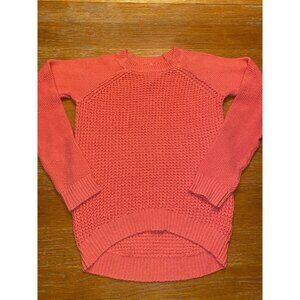 Coral Long Sleeve Knit Sweater High-Low Hem Womens Cozy Pullover XS